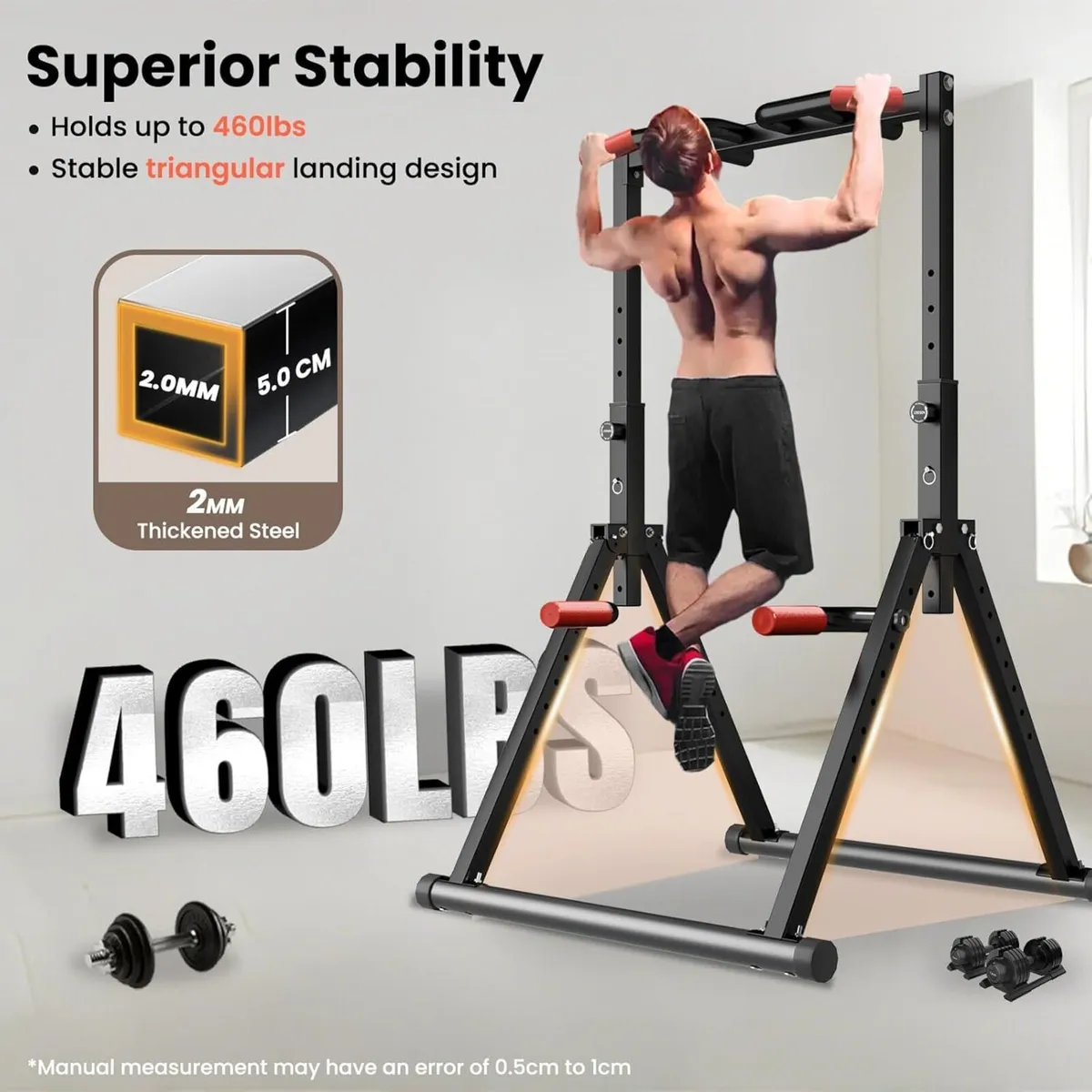 Power Tower Pull Up Dip Station Foldable Bar - Image 3
