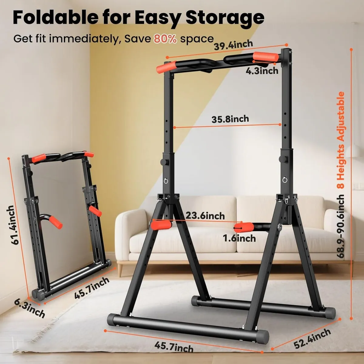 Power Tower Pull Up Dip Station Foldable Bar - Image 4