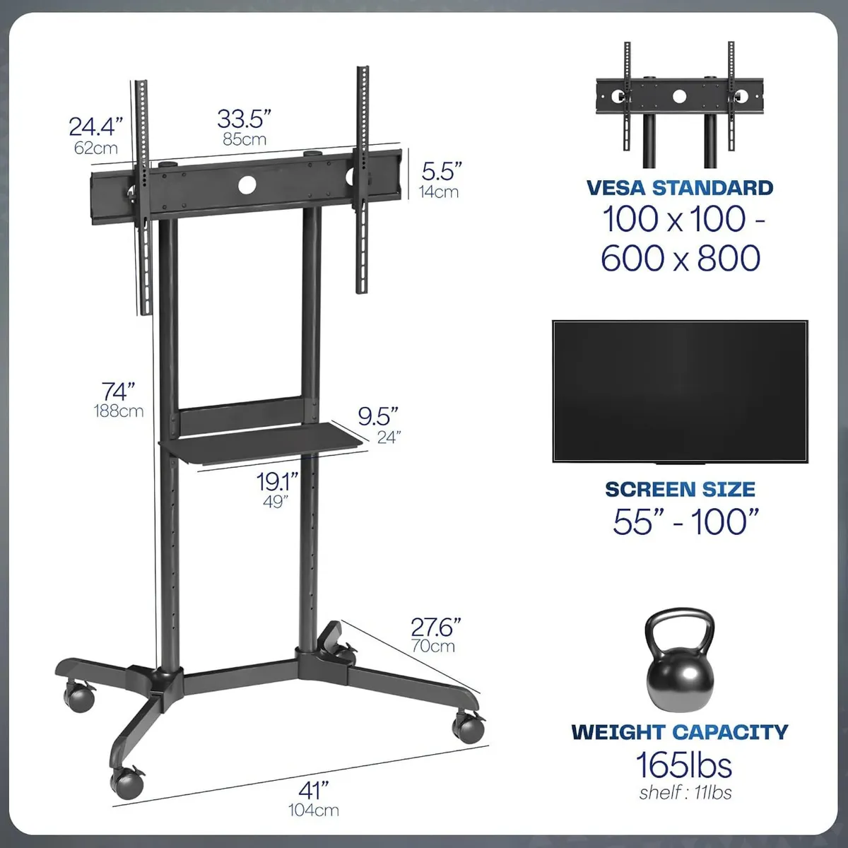Mobile TV Cart for 55 to 100 Inch - Image 3