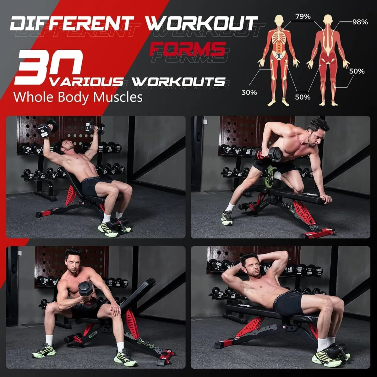 Weight Bench Adjustable Workout for Home 1500lbs - Image 2