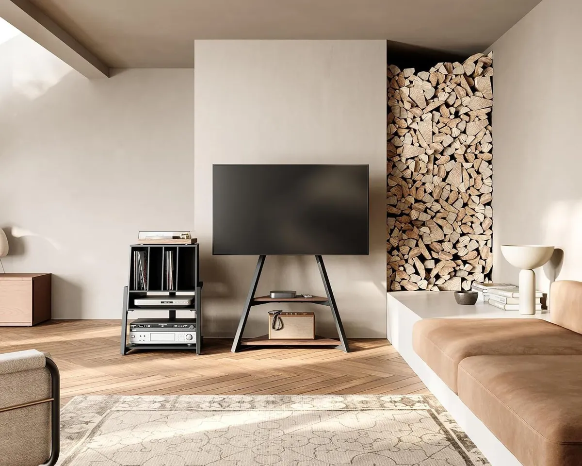 Record Player Stand with 4-Tier Wooden Shelves - Image 2