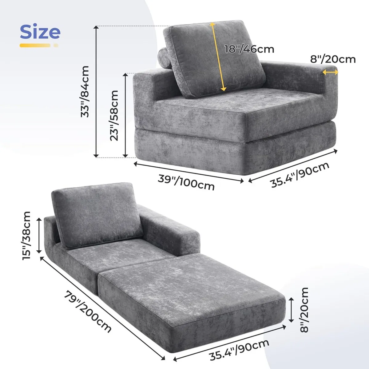 20CM Thick Convertible Folding Sofa Bed - Image 2