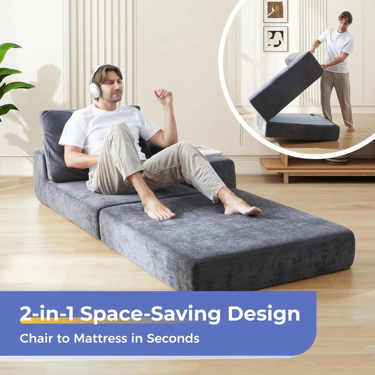 20CM Thick Convertible Folding Sofa Bed - Image 4