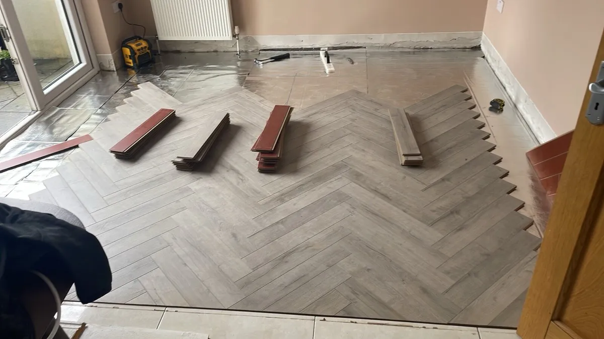 Contessa Grey Herringbone Laminate Flooring - Image 2