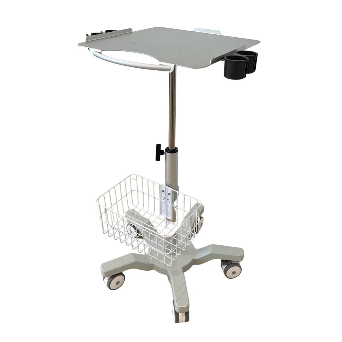 Height Adjustable Medical Cart with Basket - Image 1