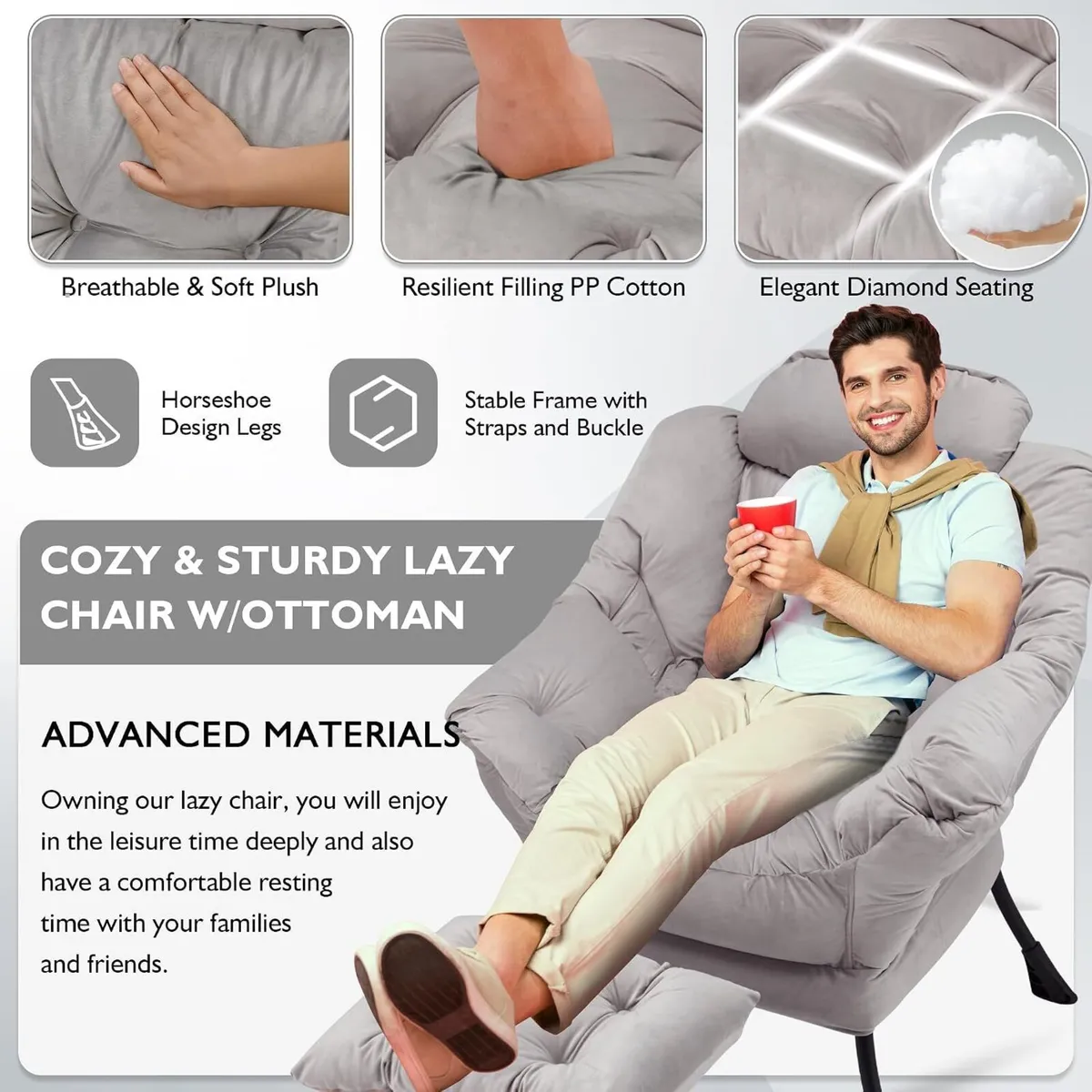 Armchair Living Room Comfy Reading Chair - Image 4