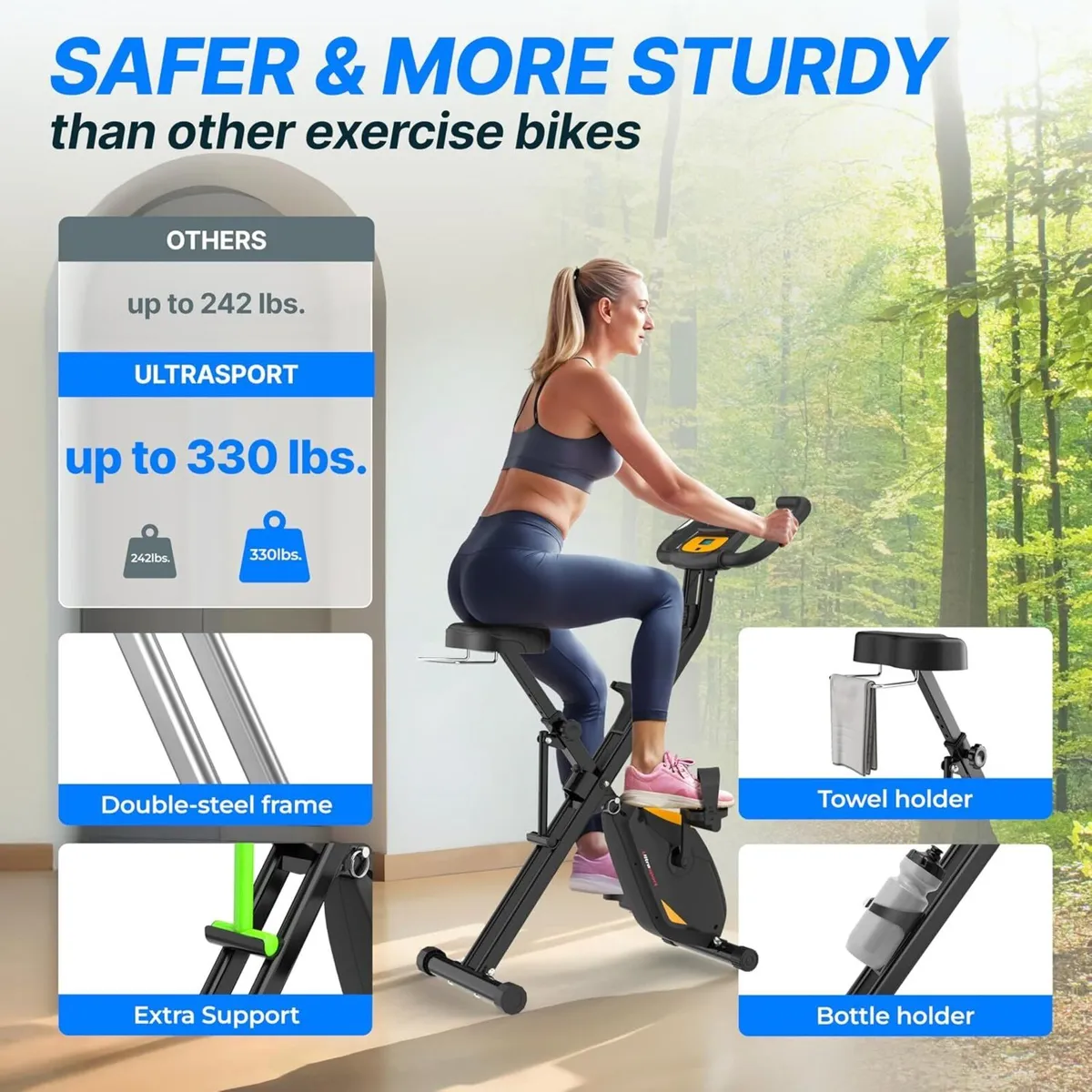 F-Bike Pro Folding Exercise Bike 331 Lbs Capacity - Image 3