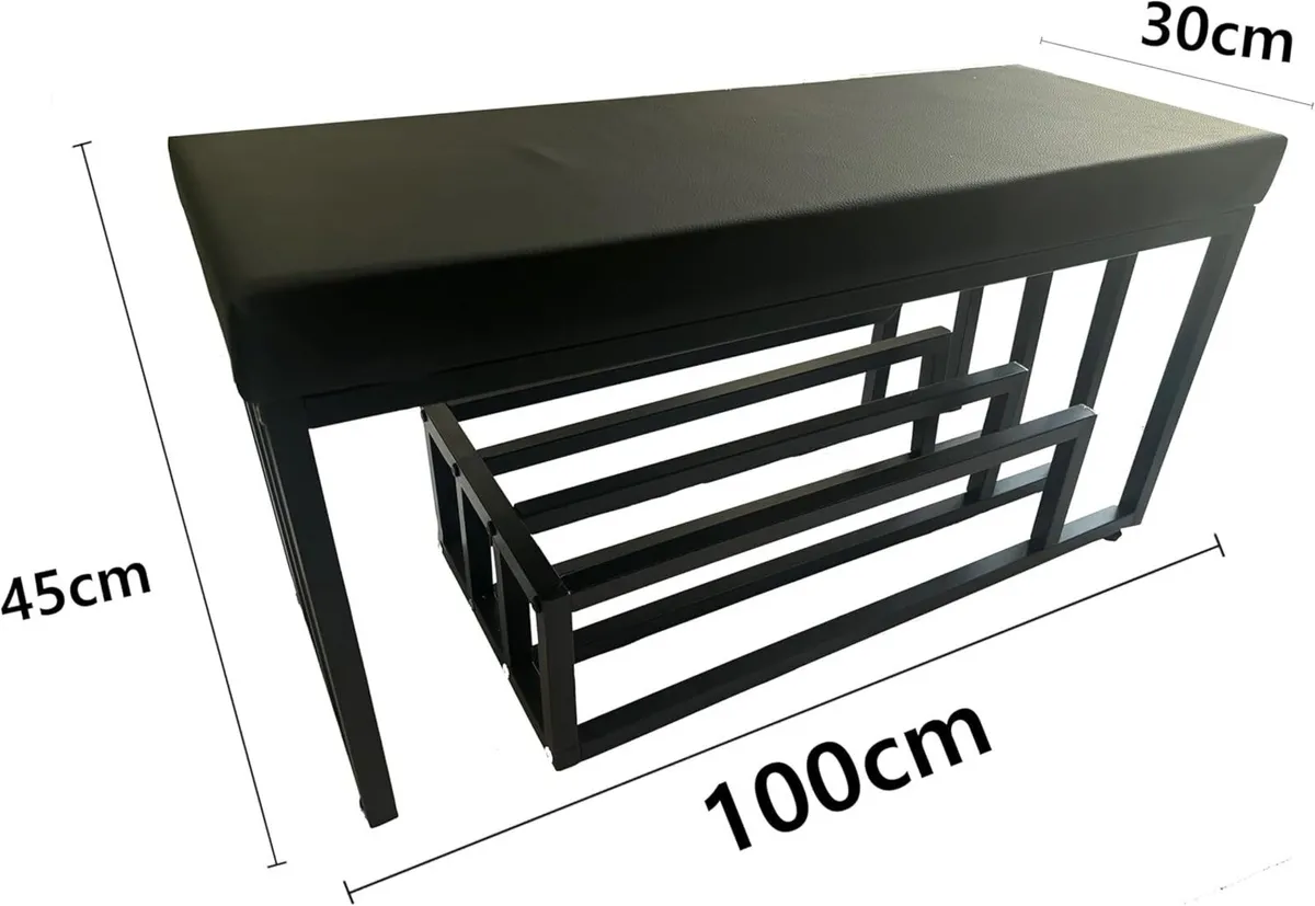 Shoe Bench with Seating Area Rack Metal Hallway - Image 3