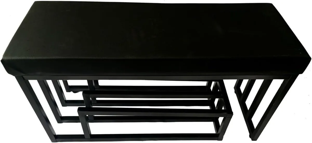 Shoe Bench with Seating Area Rack Metal Hallway - Image 4