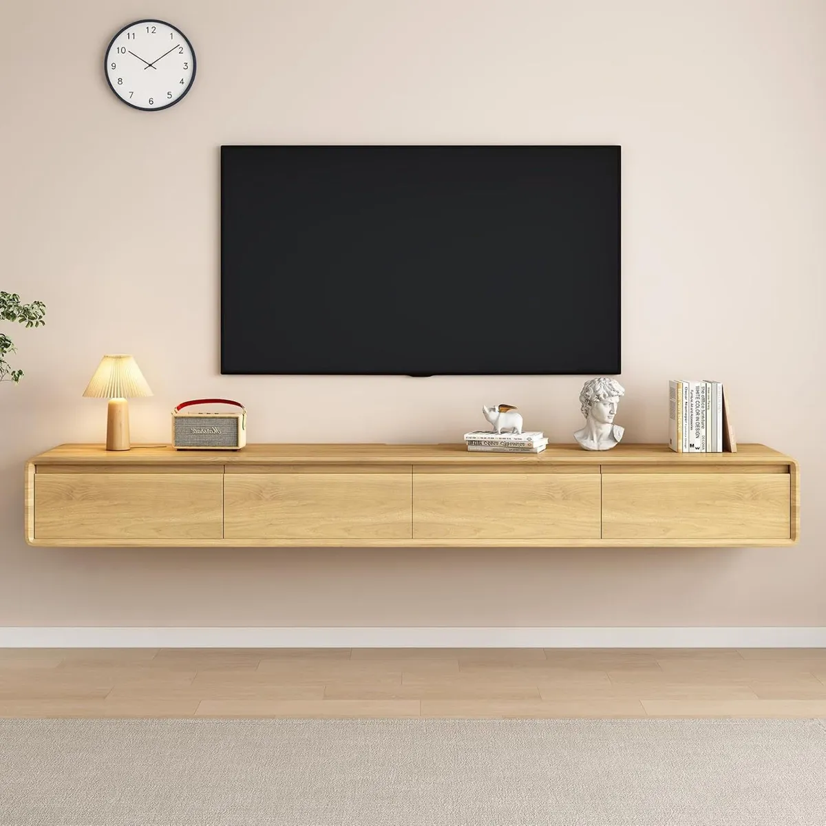 Floating TV Stand Large Shelves Wall Mounted Multi - Image 4