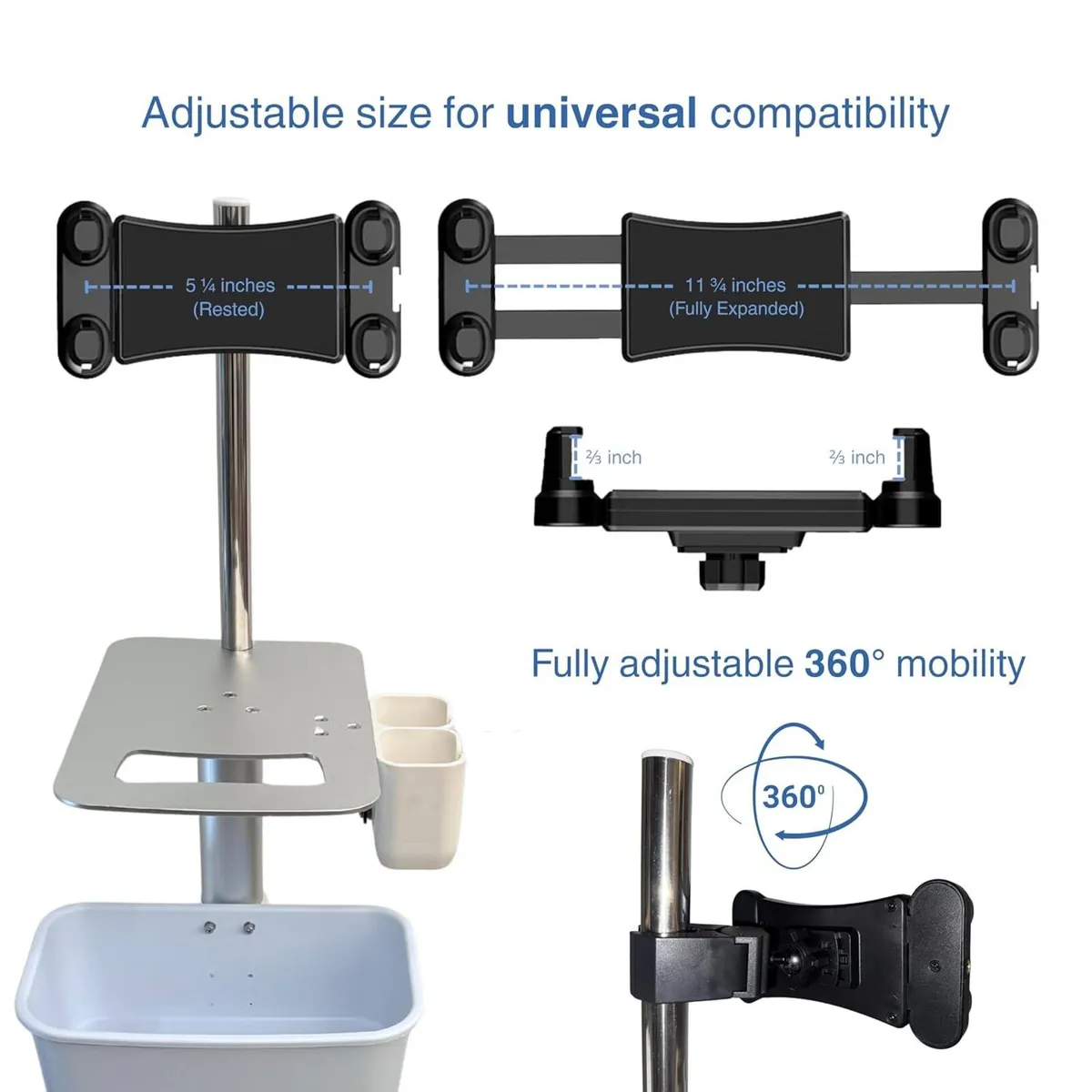 Mobile Cart Stand with Storage Tray Rolling - Image 2