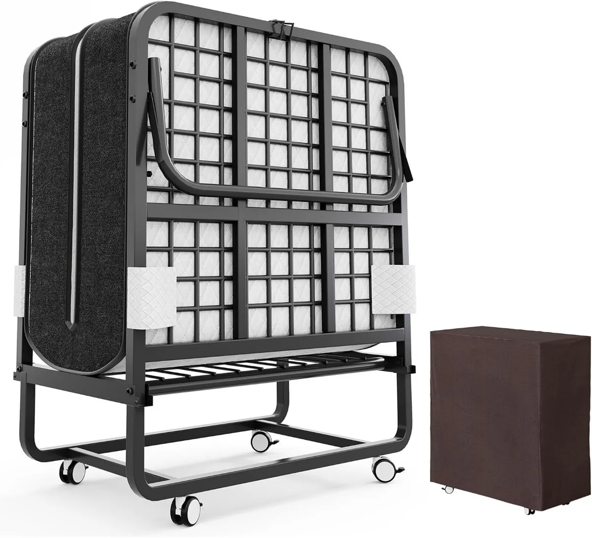 Folding Bed with Mattress Portable Foldable Guest - Image 1