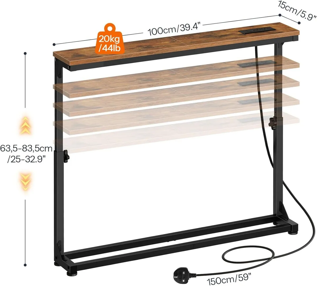 Slim Console Table with Adjustable Height Behind - Image 3