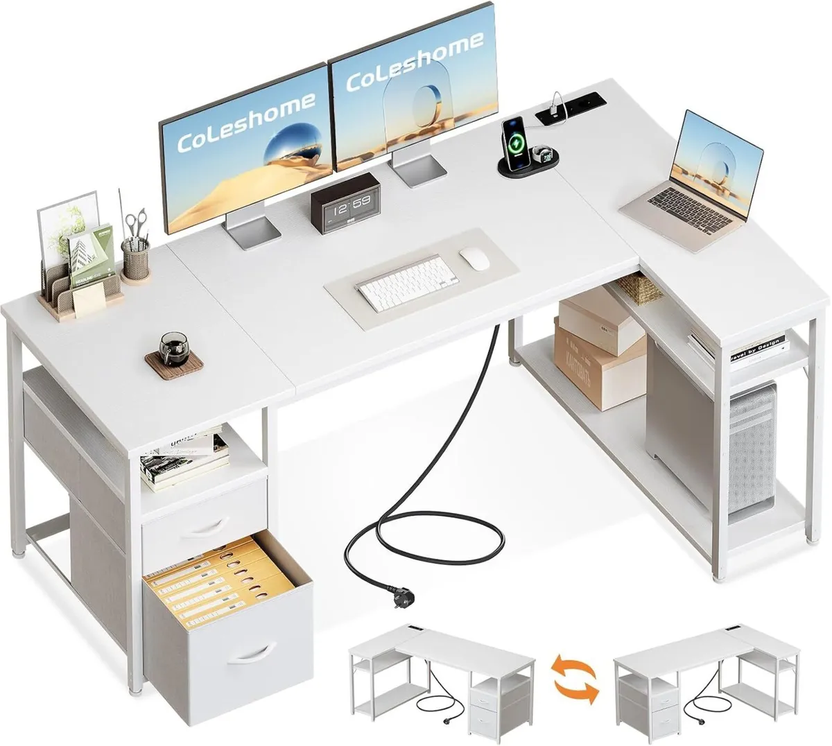 Desk with 2 Drawers and Shelf