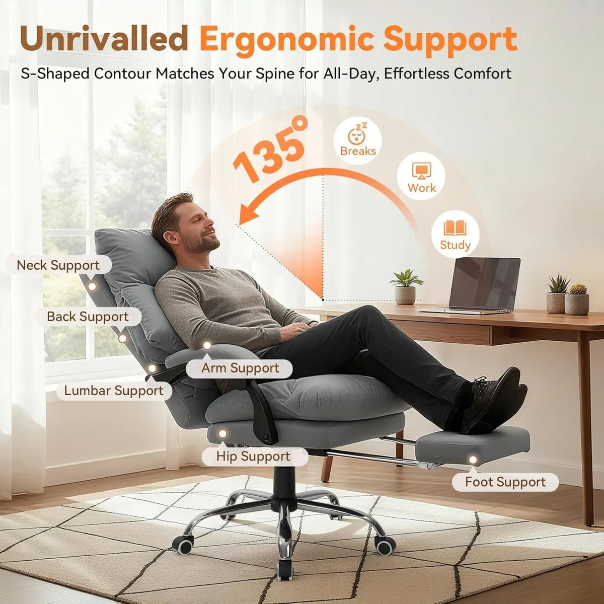 Big and Tall Office Chair PU Leather Executive - Image 3
