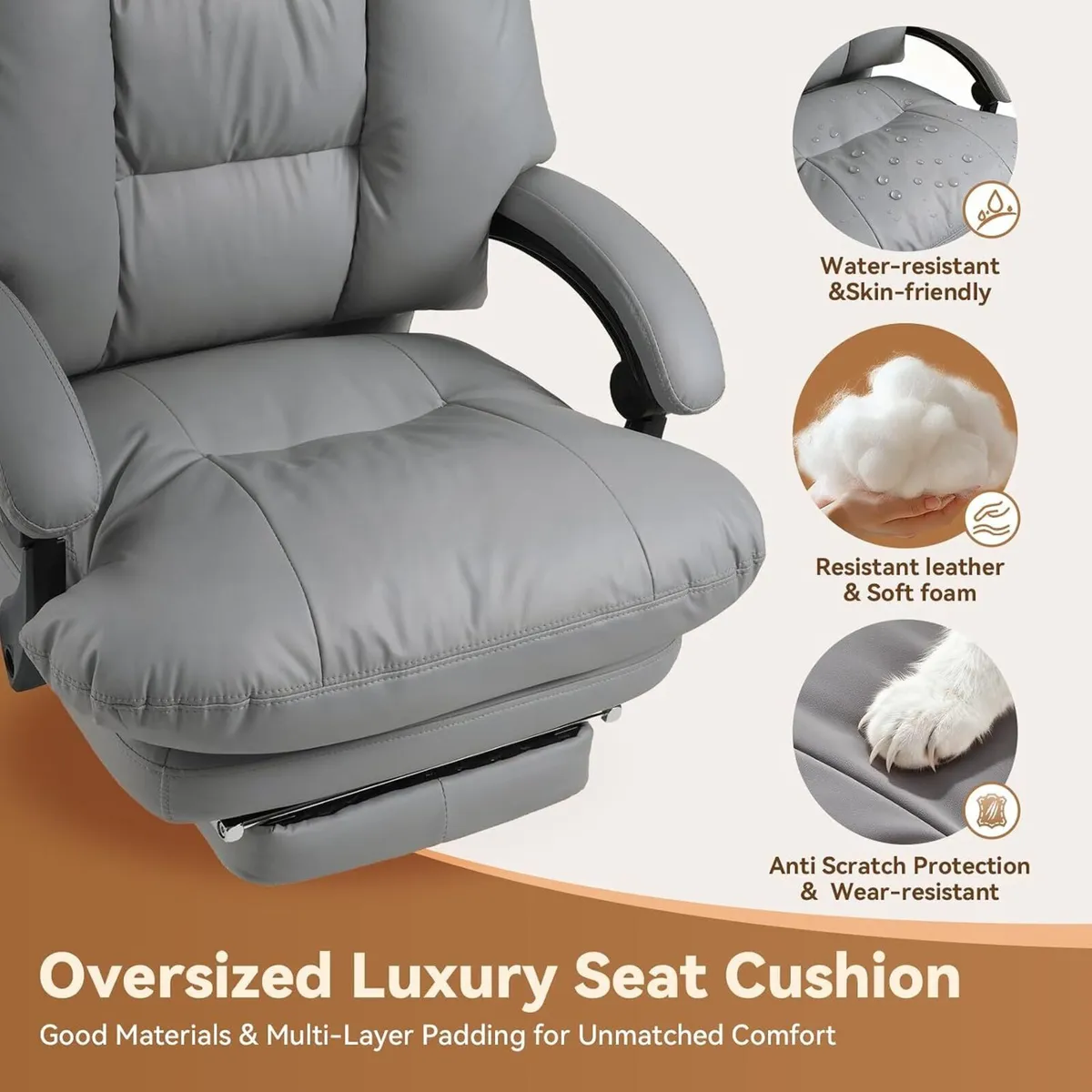 Big and Tall Office Chair PU Leather Executive - Image 4