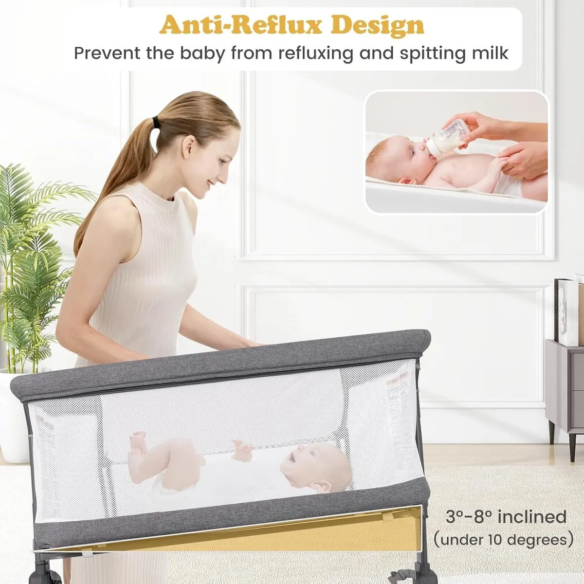 Baby Bedside Crib Foldable Toddler Side Cot - Image 4
