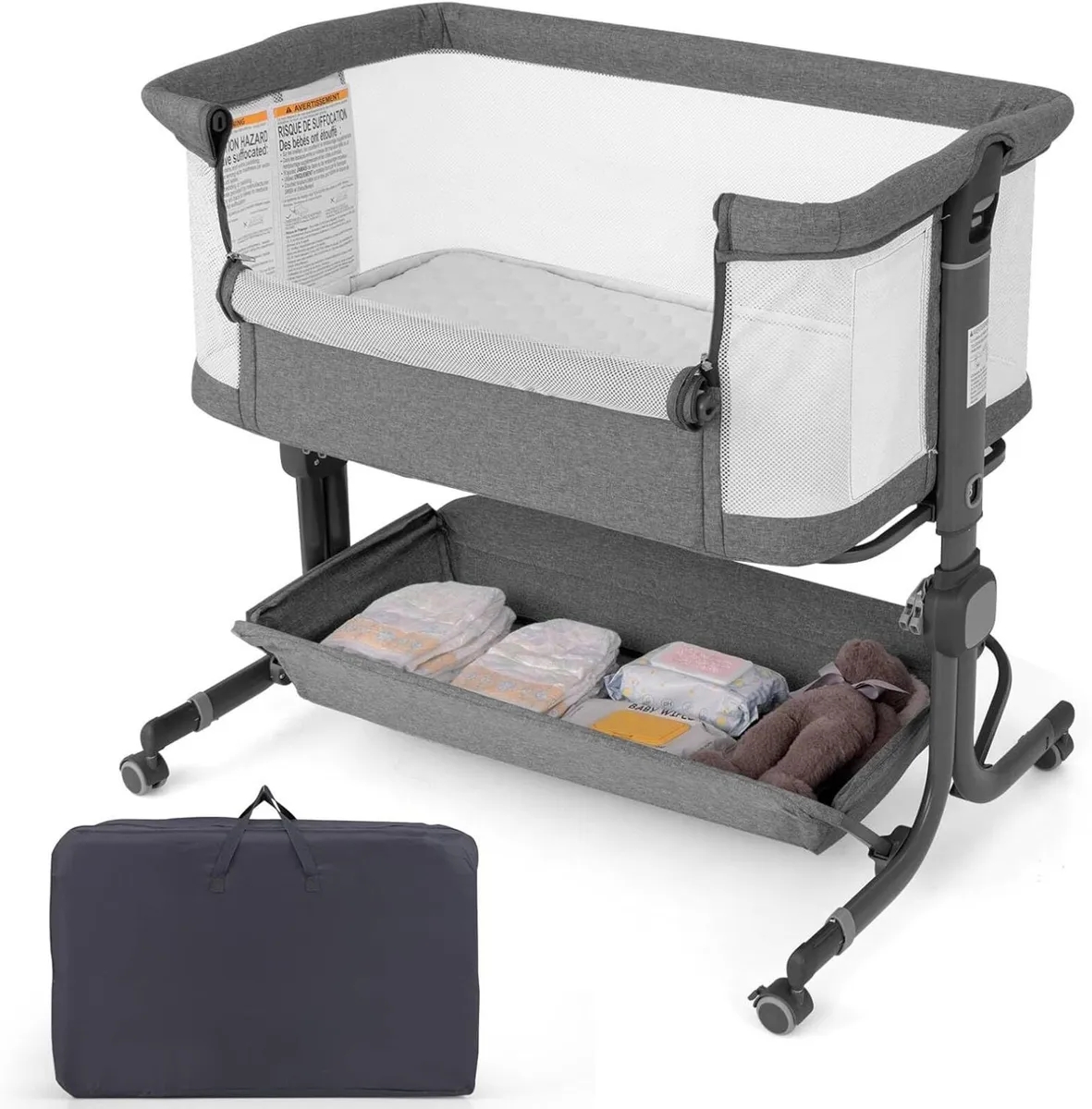Baby Bedside Crib Foldable Toddler Side Cot - Image 1