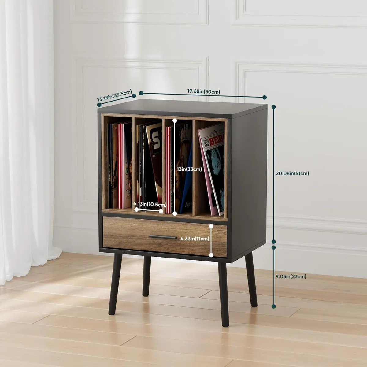 Record Player Stand with Storage Crate Drawer - Image 2
