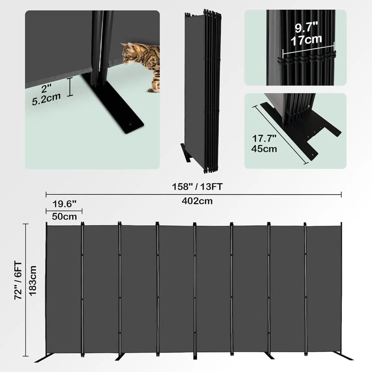 8-Panel Indoor Room Divider Folding Privacy - Image 3
