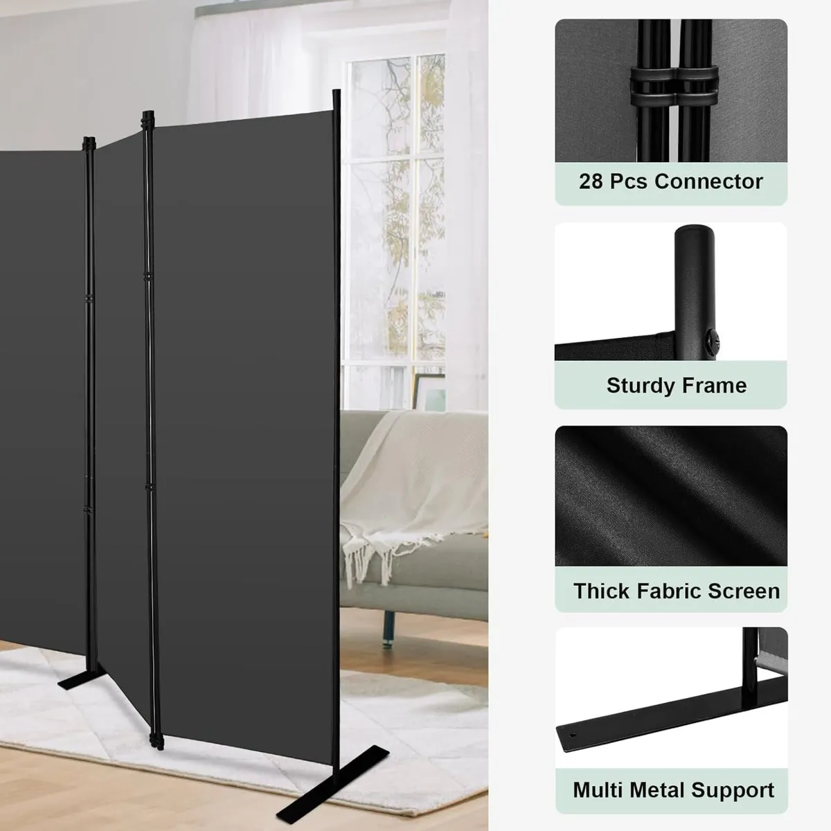 8-Panel Indoor Room Divider Folding Privacy - Image 4