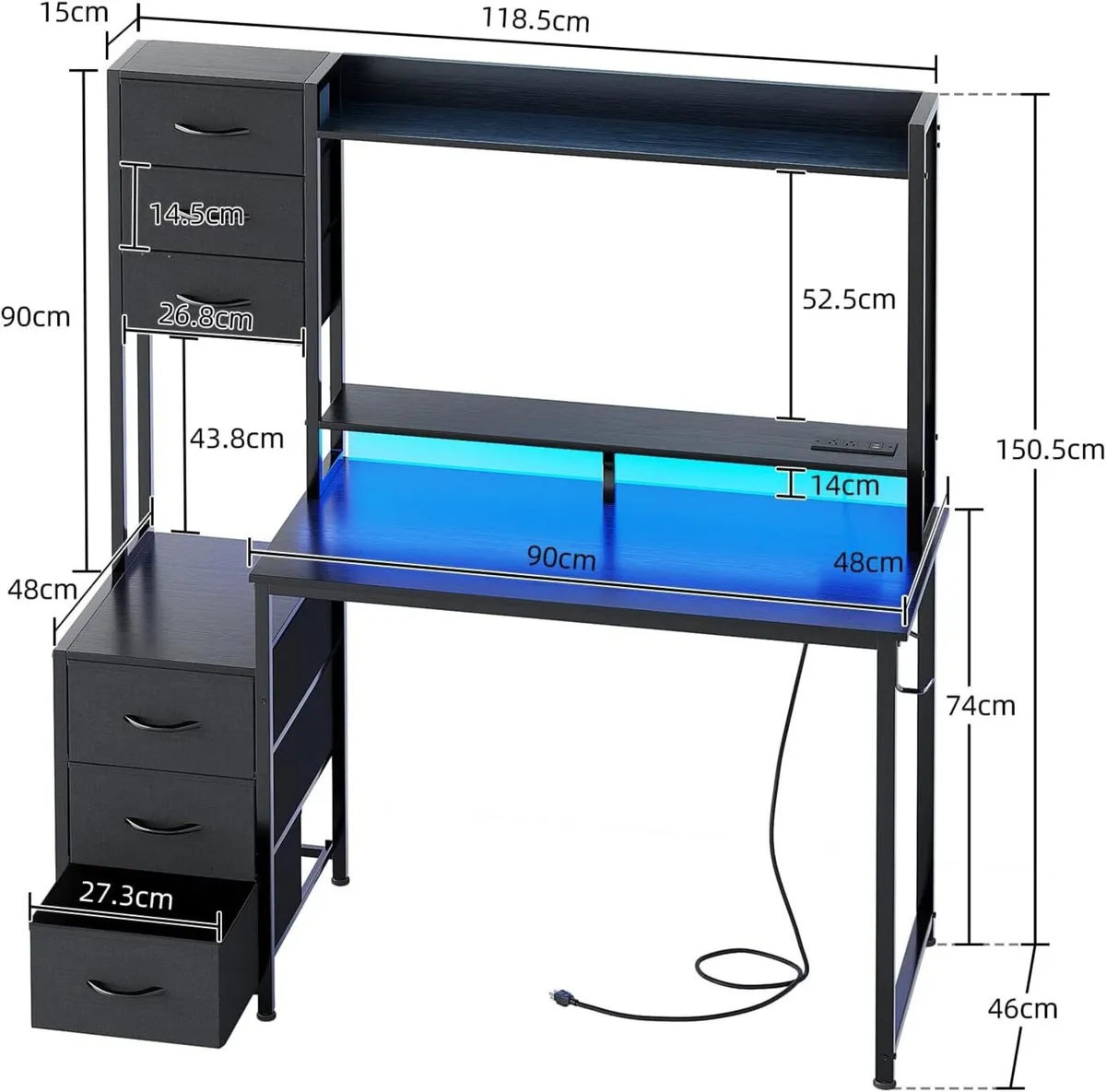 Computer Desk with Hutch and Power Outlet 118.5CM - Image 2