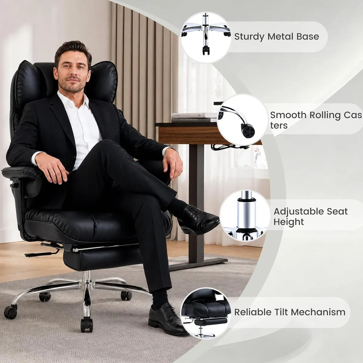 Office Chair with Footrest High Back Executive - Image 4