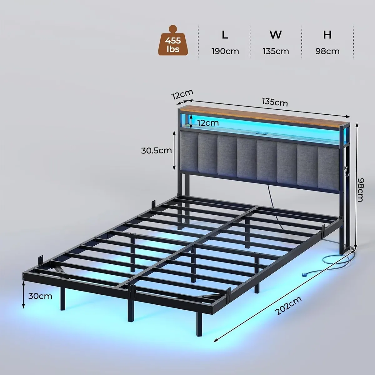 Bed Frame with Floating Visual Effect Metal - Image 2