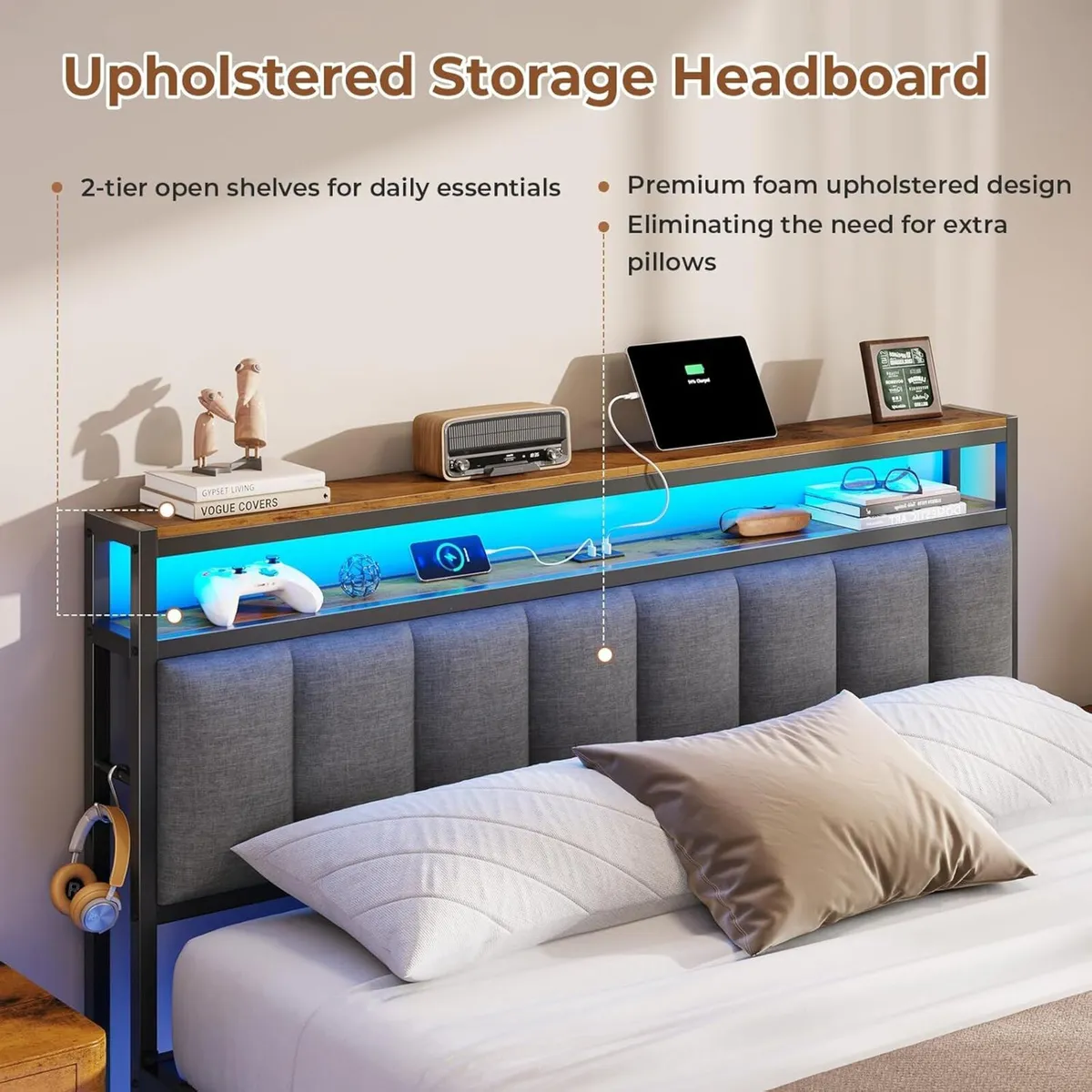 Bed Frame with Floating Visual Effect Metal - Image 4