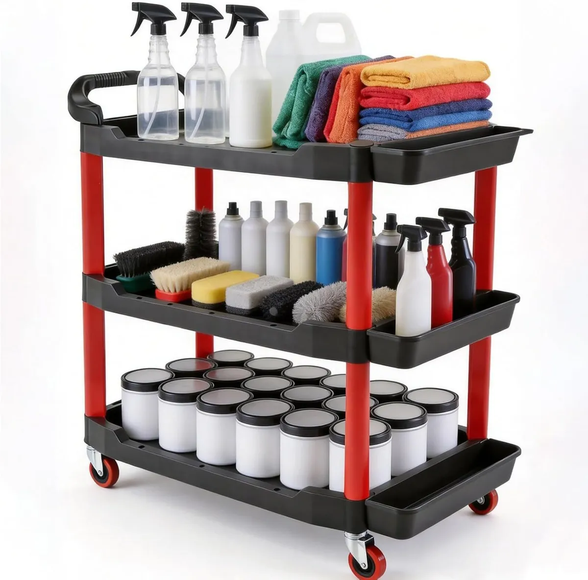 3-Tier Car Detailing Trolley with Wheels 90KG - Image 1