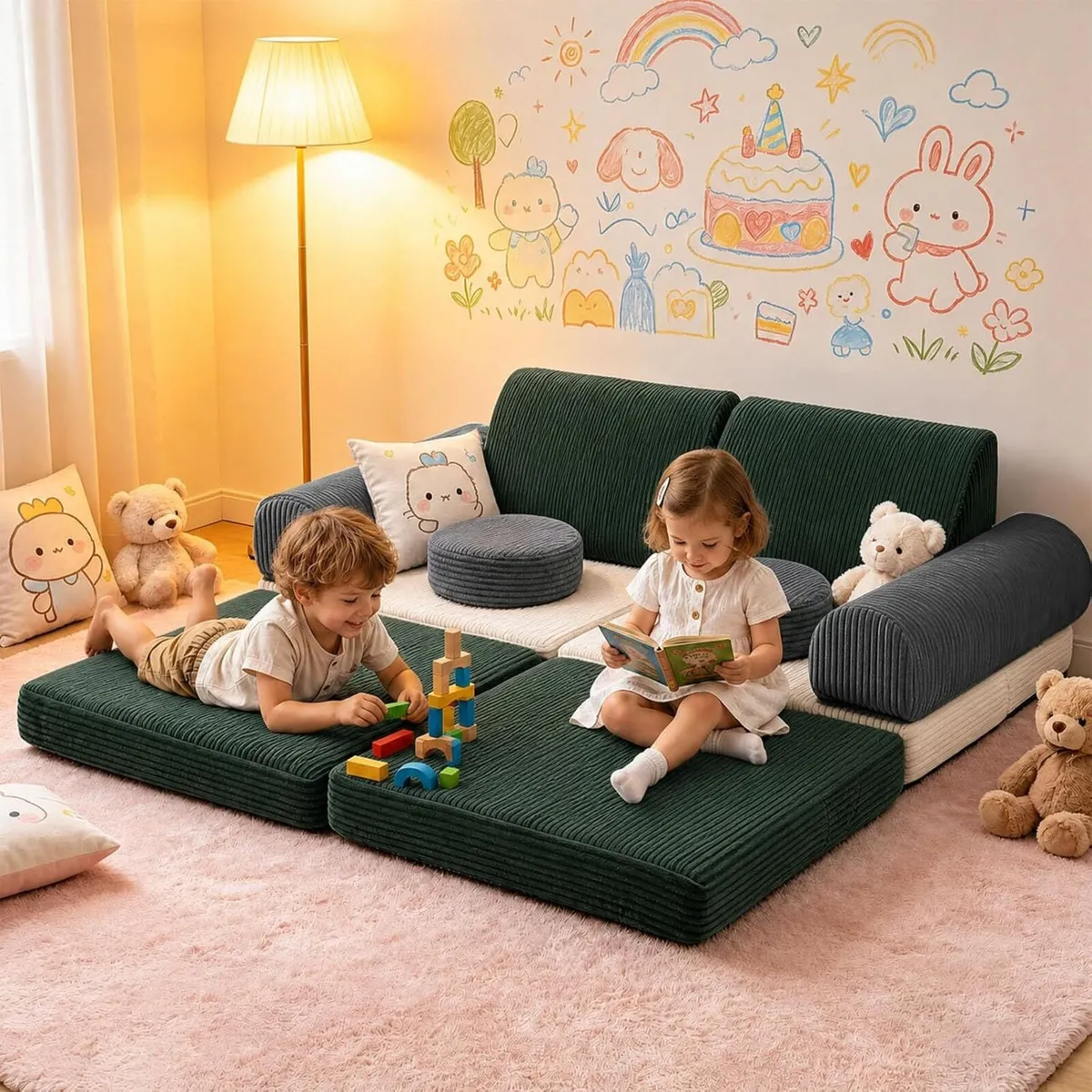 2 Seater Modular Kids Sofa Bed Chair - Image 2