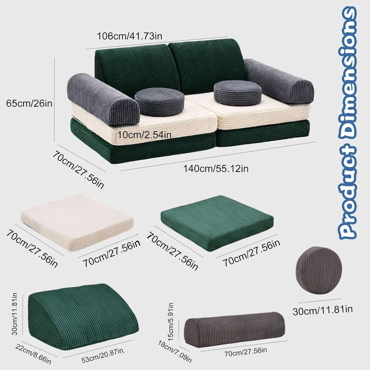 2 Seater Modular Kids Sofa Bed Chair - Image 3