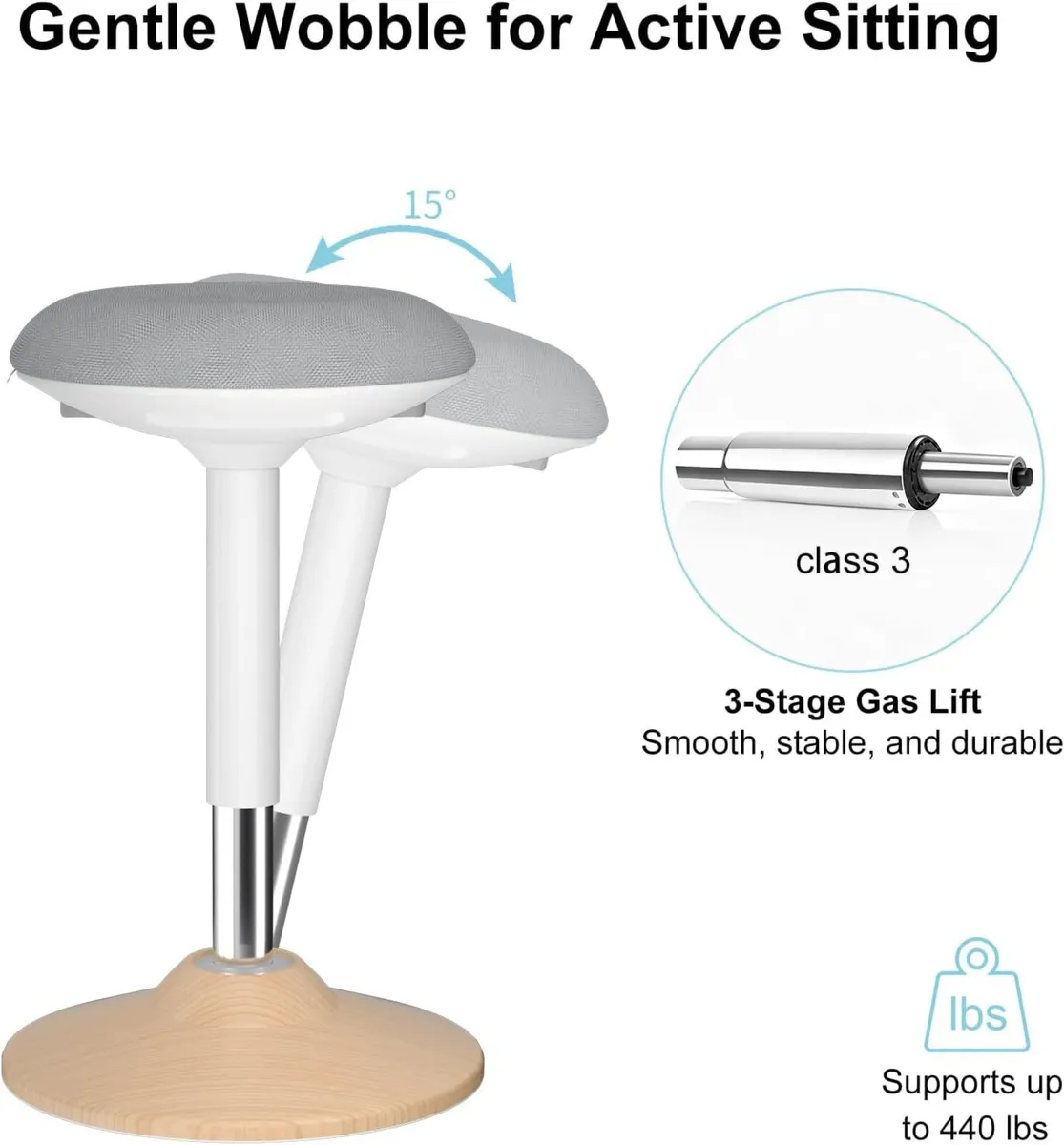 Active Wobble Stool for Standing Desk Height - Image 2