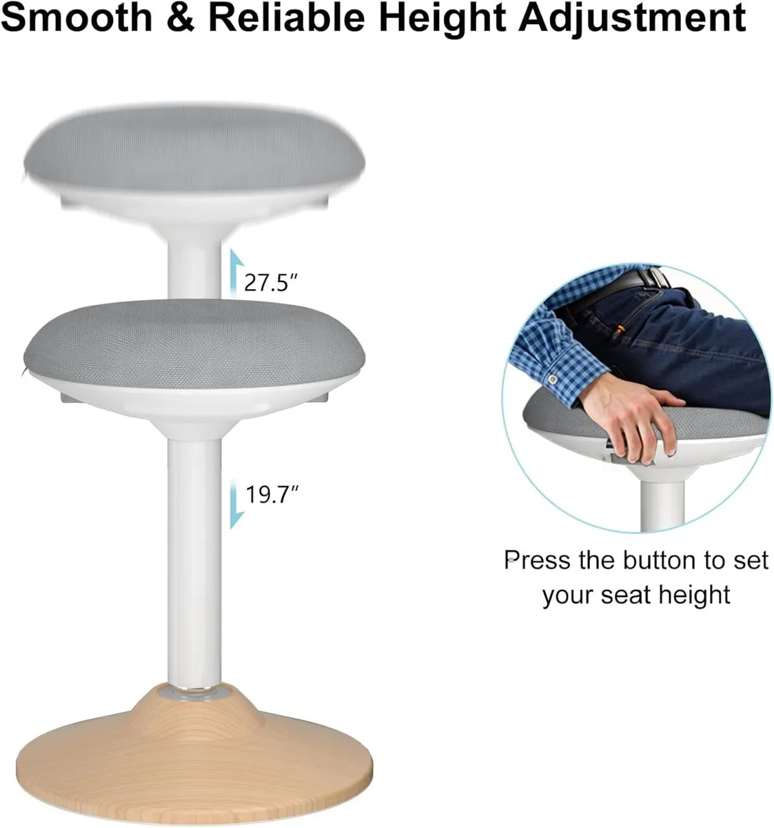 Active Wobble Stool for Standing Desk Height - Image 3