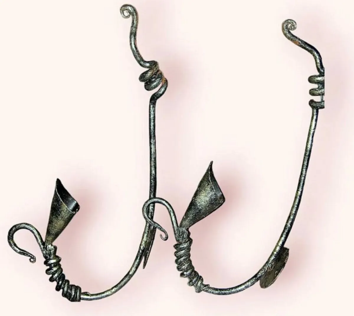 Vintage Pair Wrought Iron Wall Candle Sconces - Image 3