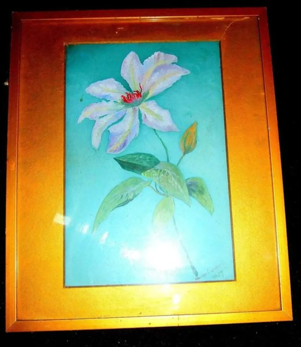 Antique Floral Watercolour Painting Signed/Dated - Image 4