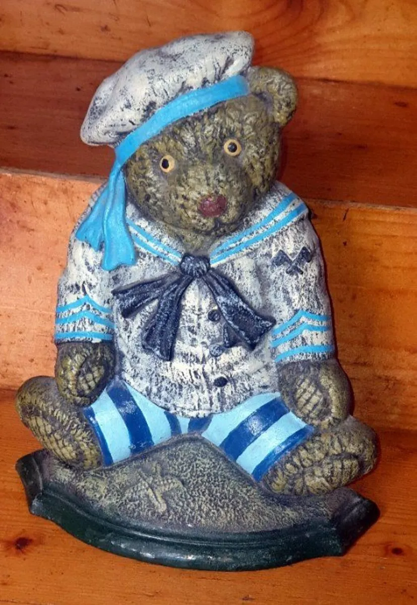 Vintage 12" Cast Iron Sailor Bear Doorstop - Image 2