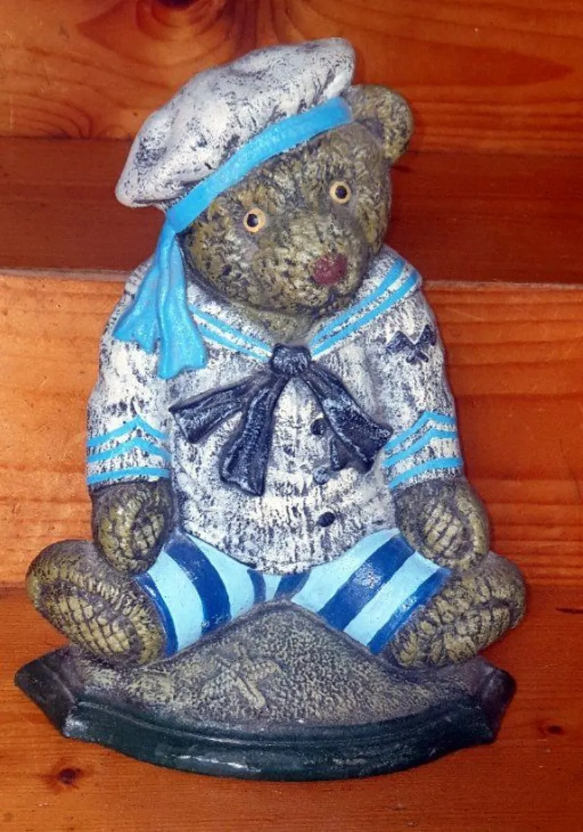 Vintage 12" Cast Iron Sailor Bear Doorstop - Image 3
