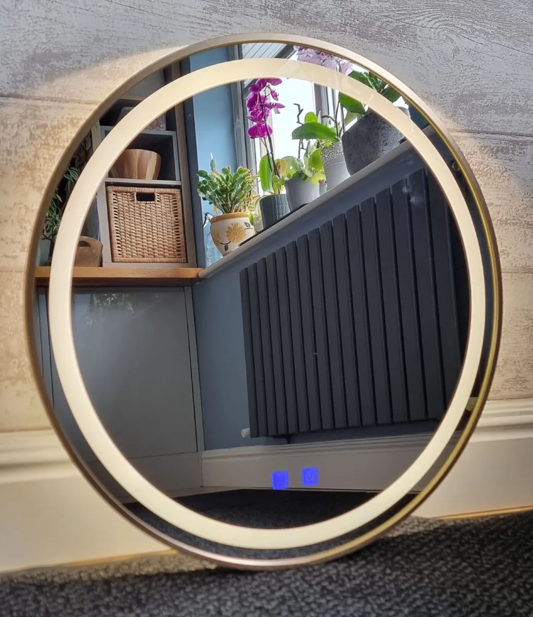 LED Bathroom Mirror Gold Demister Defogger - Image 3