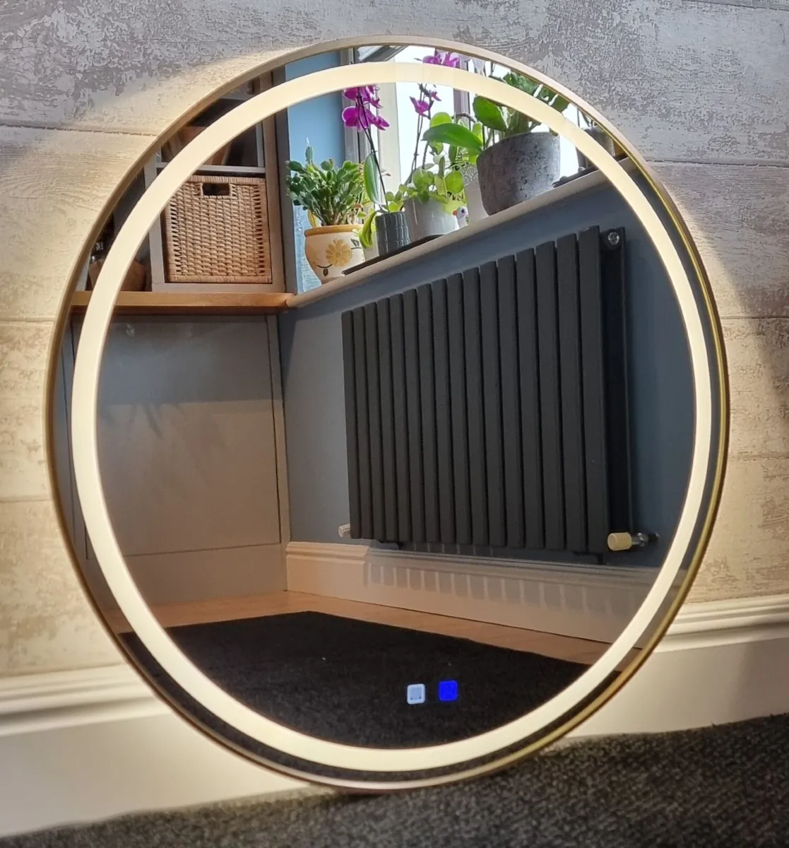 LED Bathroom Mirror Gold Demister Dual LED 80cm - Image 2