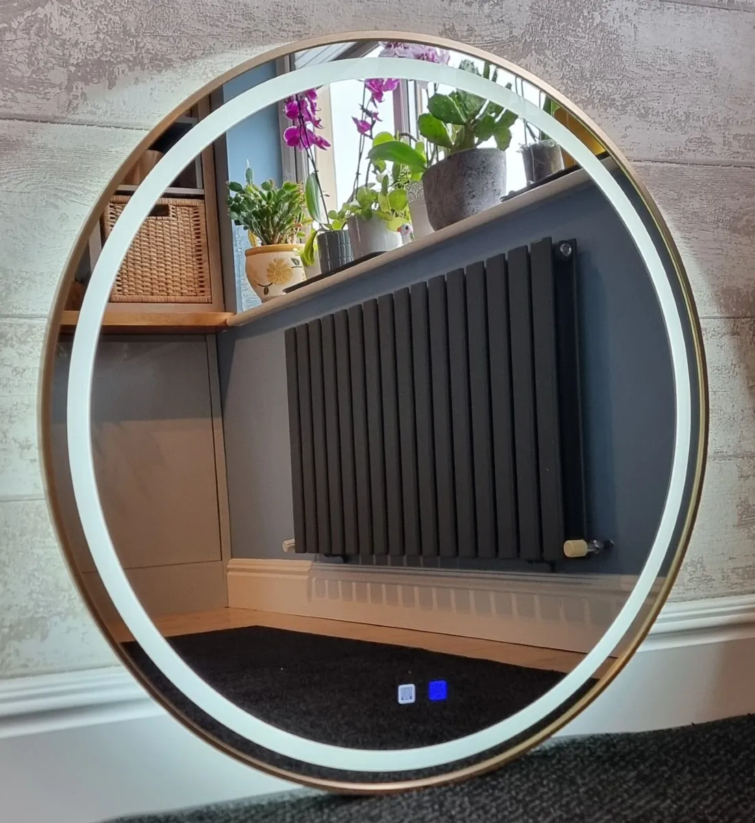 LED Bathroom Mirror Gold Demister Dual LED 80cm - Image 3