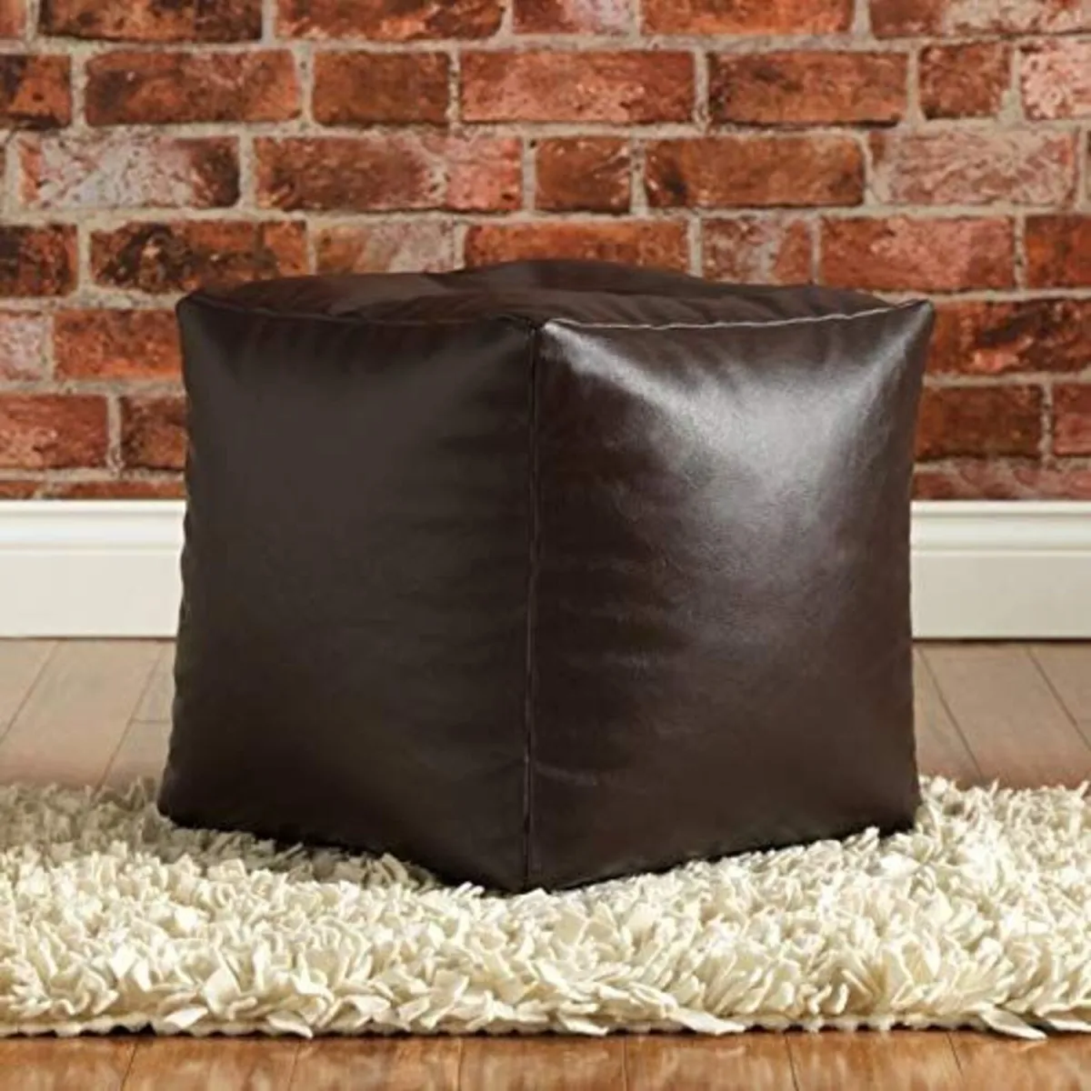 Medium Brown Bean Bag Cover – Unfilled Footstool - Image 2
