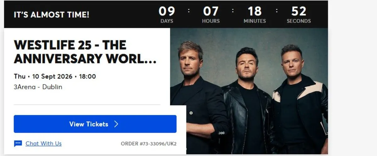 WESTLIFE  THURSDAY 10TH SEPT 2026 - Image 1