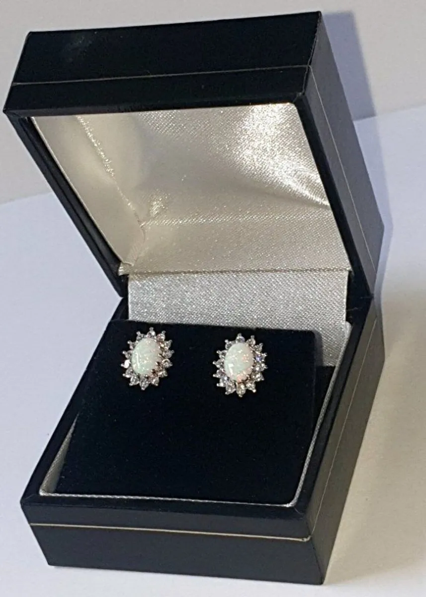 Vintage Hallmarked Silver Opal & Sapphire Clusters - Image 1