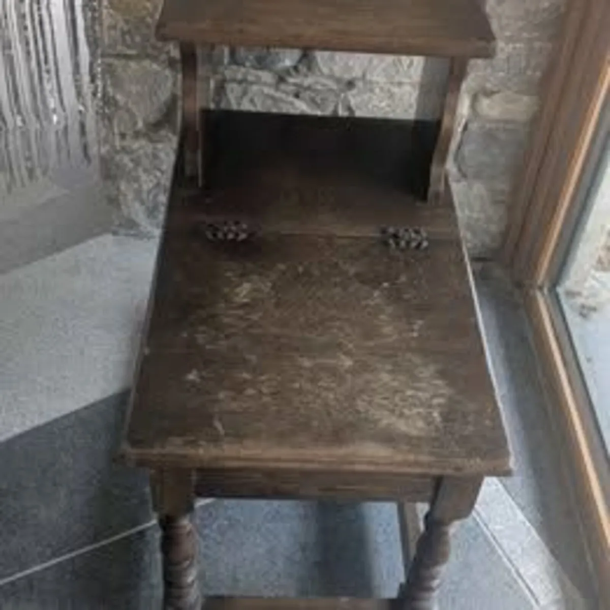 Vintage dark oak telephone table - Image 3