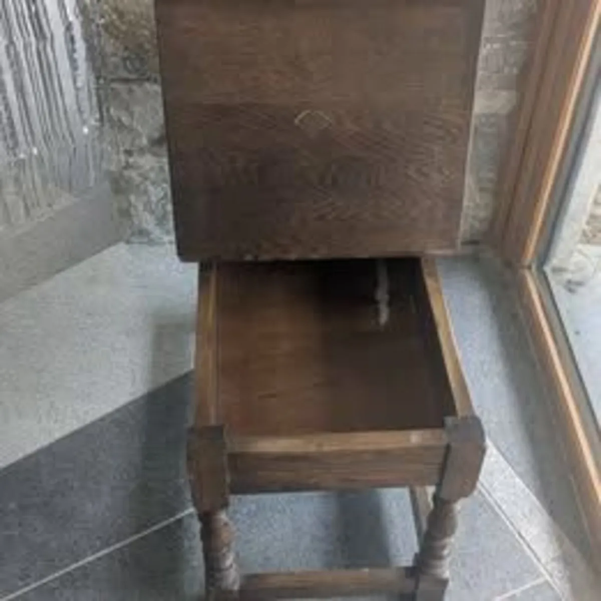Vintage dark oak telephone table - Image 4