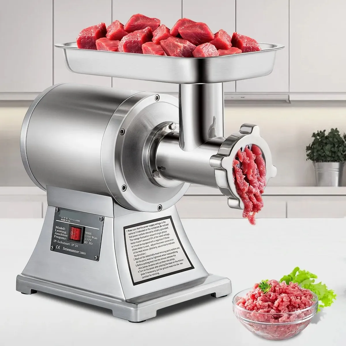 Meat Mincer 1100W Stainless Steel Grinder - Image 1