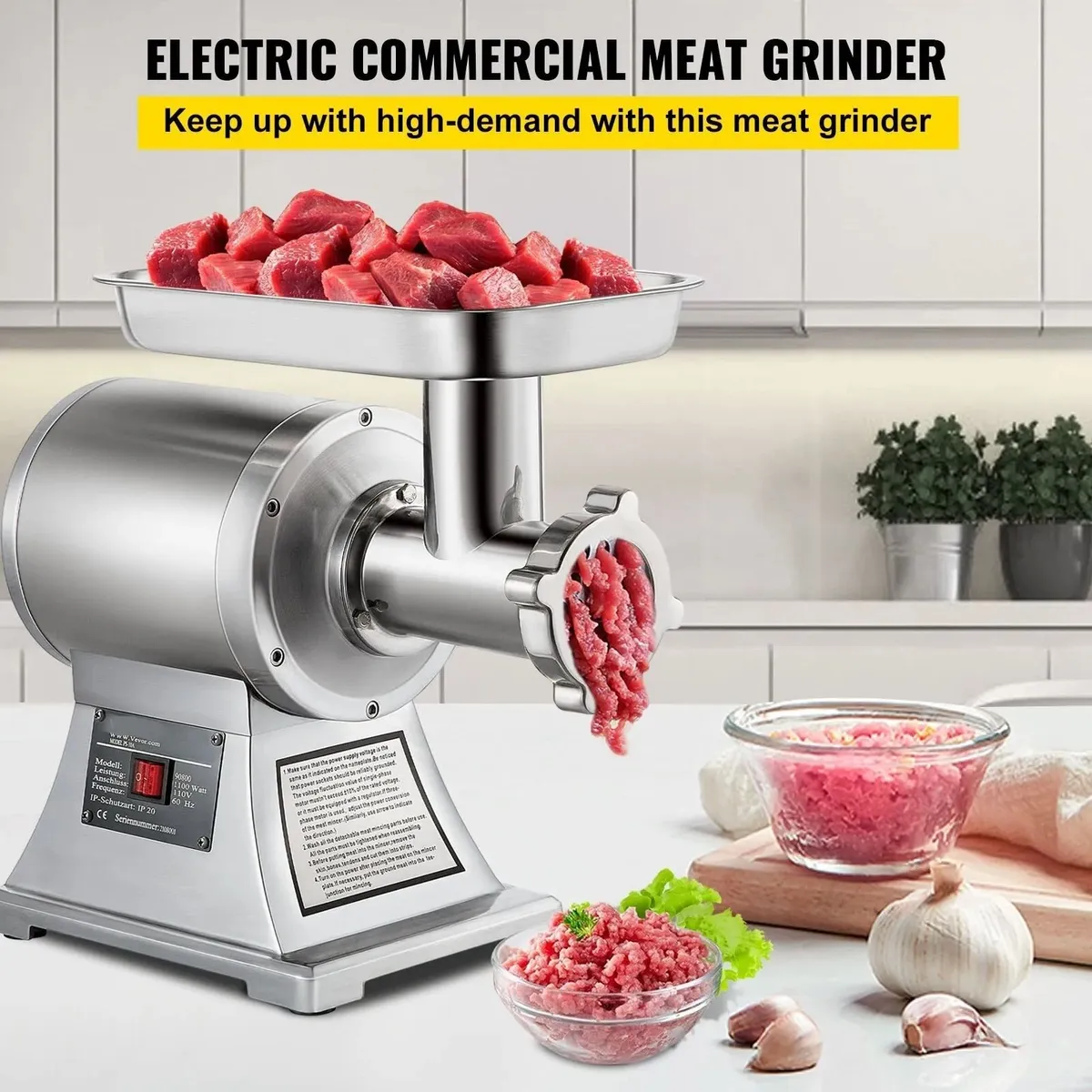 Meat Mincer 1100W Stainless Steel Grinder - Image 4