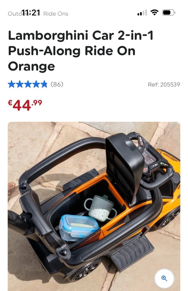 Lamborghini Children’s Race Car w/ Rails & Handle - Image 3
