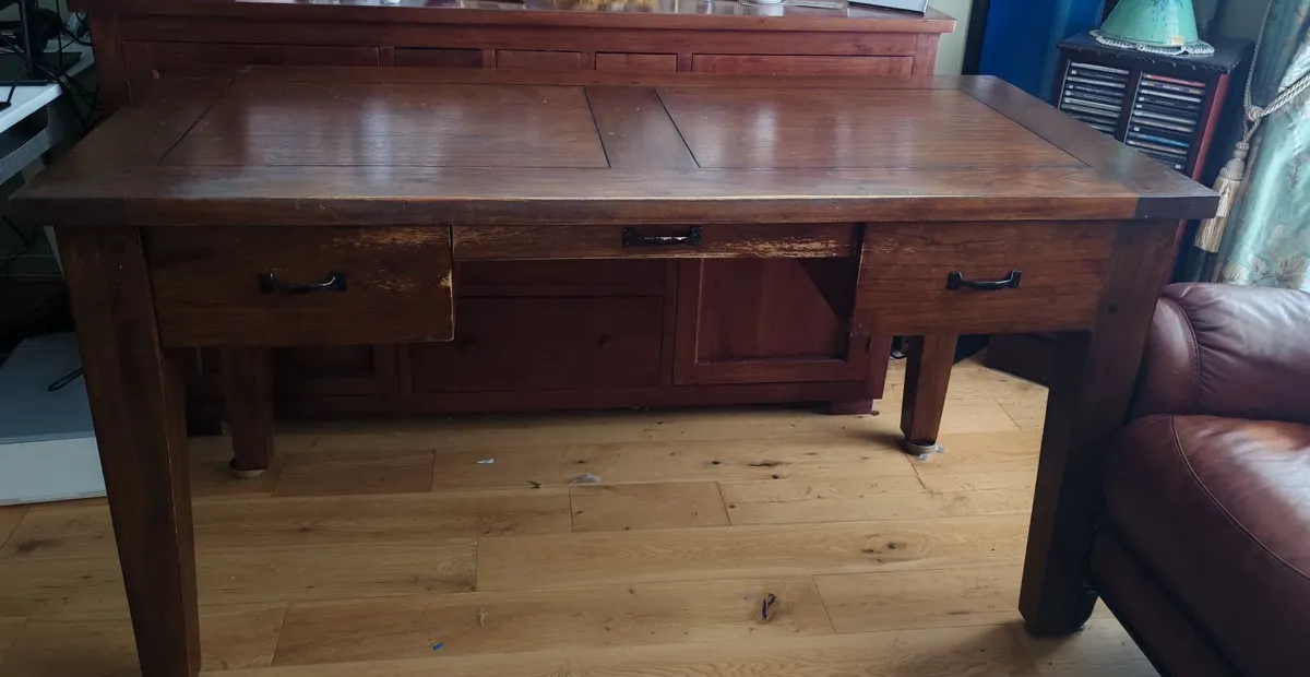 Large vintage wooden writing/office desk for sale - Image 2